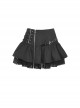 Personalized Black Asymmetrical Woven Splicing Mesh Lace Up Leather Belt With Punk Style Zipper Mini Skirt