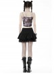 Personalized Black Asymmetrical Woven Splicing Mesh Lace Up Leather Belt With Punk Style Zipper Mini Skirt