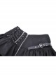 Personalized Black Asymmetrical Woven Splicing Mesh Lace Up Leather Belt With Punk Style Zipper Mini Skirt