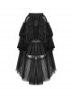 Black Personality High And Low Layered Printed Net Gauze Punk Wind Fluffy Long Skirt