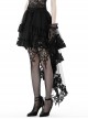Sexy Black Fold Mesh Exquisite Lace Asymmetric Punk Wind Tail Skirt