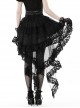 Sexy Black Fold Mesh Exquisite Lace Asymmetric Punk Wind Tail Skirt
