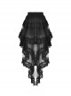 Sexy Black Fold Mesh Exquisite Lace Asymmetric Punk Wind Tail Skirt