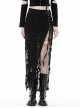 Personalized Black Sexy Slit Slit Exposed Legs Ripped Punk Style Slim Long Skirt