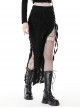 Personalized Black Sexy Slit Slit Exposed Legs Ripped Punk Style Slim Long Skirt
