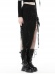 Personalized Black Sexy Slit Slit Exposed Legs Ripped Punk Style Slim Long Skirt