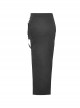 Black Sexy Hip Hugging Side Slit Exposing Legs And Metal Buckle Punk Style Tight Long Skirt