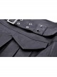 Asymmetrical Sexy Black PU Leather Waist Metal Buckle Embellished Punk Style Pleated Mini Skirt