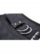 Asymmetrical Sexy Black PU Leather Waist Metal Buckle Embellished Punk Style Pleated Mini Skirt