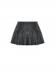 Asymmetrical Sexy Black PU Leather Waist Metal Buckle Embellished Punk Style Pleated Mini Skirt