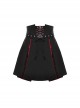Black And Red High Waisted Mesh Metal Eyelet Lace Punk Style Pleated Skirt