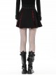 Black And Red High Waisted Mesh Metal Eyelet Lace Punk Style Pleated Skirt
