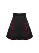 Black And Red High Waisted Mesh Metal Eyelet Lace Punk Style Pleated Skirt
