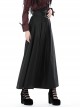 Simple Black Imitation Velvet Waist With Exquisite Embroidery And Metal Cutout Gothic Style Retro Long Skirt