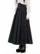 Simple Black Imitation Velvet Waist With Exquisite Embroidery And Metal Cutout Gothic Style Retro Long Skirt