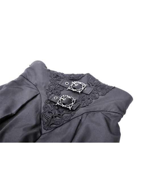 Simple Black Imitation Velvet Waist With Exquisite Embroidery And Metal Cutout Gothic Style Retro Long Skirt