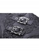 Simple Black Imitation Velvet Waist With Exquisite Embroidery And Metal Cutout Gothic Style Retro Long Skirt