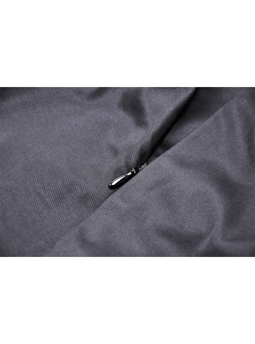 Simple Black Imitation Velvet Waist With Exquisite Embroidery And Metal Cutout Gothic Style Retro Long Skirt
