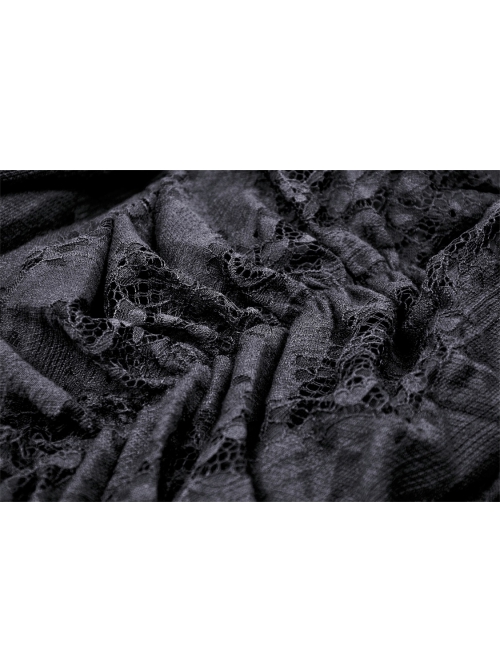 Black Sexy Lace High Low Hem Gothic Style Loose Skirt