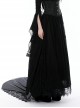 Gorgeous Black Ruffled Lace Print Gothic Palace Train Long Skirt