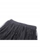 Gorgeous Black Ruffled Lace Print Gothic Palace Train Long Skirt