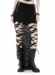 Personalized Black Ripped Side Metal Skull Zipper High Low Hem Punk Style Skirt