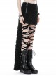 Personalized Black Ripped Side Metal Skull Zipper High Low Hem Punk Style Skirt