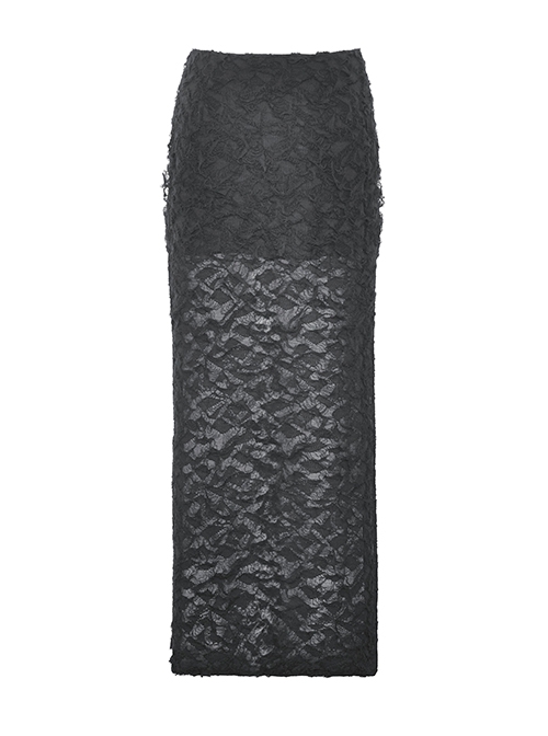 Personalized Black Ripped Side Metal Skull Zipper High Low Hem Punk Style Skirt