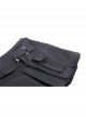 Black Simple Side Pocket Double Breasted Punk Style Pleated Skirt