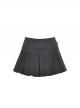 Black Simple Side Pocket Double Breasted Punk Style Pleated Skirt