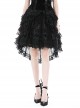 Gorgeous Black Layered Lace Ruffled Punk Style Loose High Low Skirt