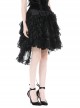 Gorgeous Black Layered Lace Ruffled Punk Style Loose High Low Skirt