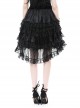 Gorgeous Black Layered Lace Ruffled Punk Style Loose High Low Skirt