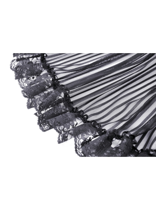 Gorgeous Black Layered Lace Ruffled Punk Style Loose High Low Skirt