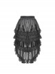 Gorgeous Black Layered Lace Ruffled Punk Style Loose High Low Skirt