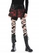 Personalized Blood Red Waist Metal Buckle Embellished Punk Style Mini Pleated Skirt