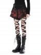 Personalized Blood Red Waist Metal Buckle Embellished Punk Style Mini Pleated Skirt