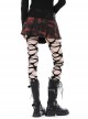 Personalized Blood Red Waist Metal Buckle Embellished Punk Style Mini Pleated Skirt