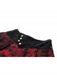Personalized Blood Red Waist Metal Buckle Embellished Punk Style Mini Pleated Skirt