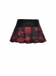 Personalized Blood Red Waist Metal Buckle Embellished Punk Style Mini Pleated Skirt