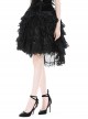 Black Double Layer Woven Printed Mesh With Lace Gothic Fluffy Skirt