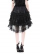 Black Double Layer Woven Printed Mesh With Lace Gothic Fluffy Skirt