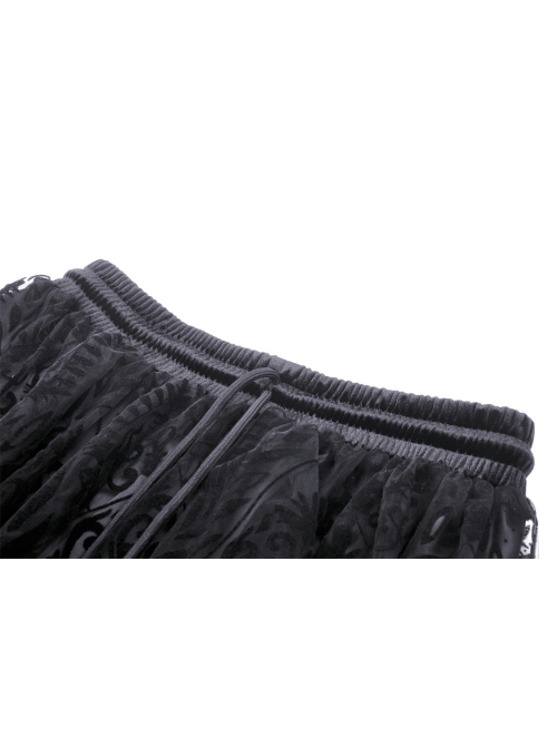 Black Double Layer Woven Printed Mesh With Lace Gothic Fluffy Skirt