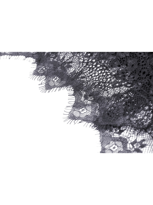 Black Double Layer Woven Printed Mesh With Lace Gothic Fluffy Skirt