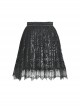 Black Double Layer Woven Printed Mesh With Lace Gothic Fluffy Skirt