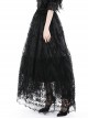 Elegant Black Double Layer Woven Printed Mesh Adjustable Drawstring Gothic Skirt
