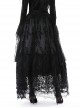 Elegant Black Double Layer Woven Printed Mesh Adjustable Drawstring Gothic Skirt
