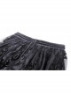 Elegant Black Double Layer Woven Printed Mesh Adjustable Drawstring Gothic Skirt