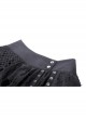 Personalized Black Irregular Mesh Metal Eyelet Webbing Punk Style Mini Skirt