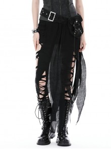 Black Decadent Irregular Mesh Punk Style Sexy Skirt